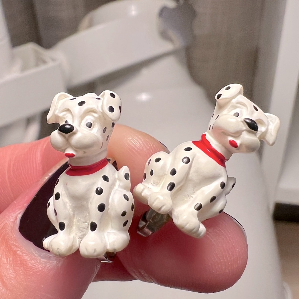 Vintage Dalmatian Clip On Earrings